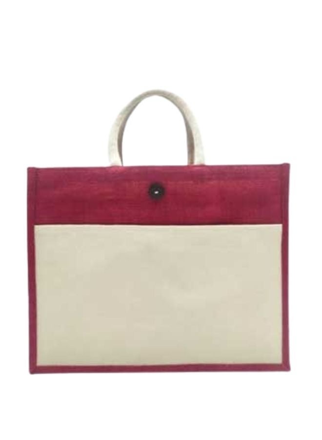 Fatio Set of 10 Eco-Friendly Jute Canvas Bags – Cream and Red, Durable and Stylish - Image 2